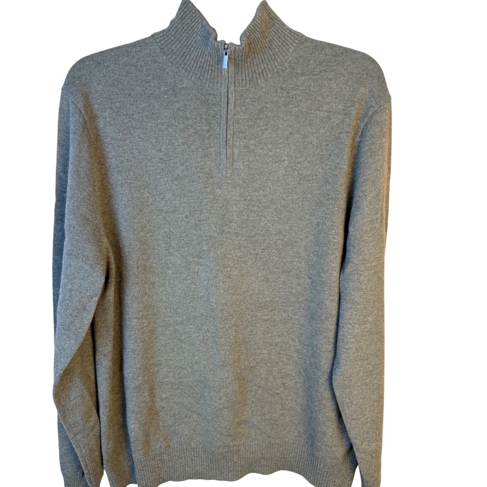 Theory Hilles QZ Cashmere Quarter Zip Sweater Dark Feather Melange L P0888702